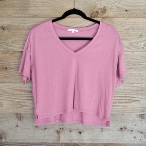 Z Supply Pink Relaxed Crop Short Sleeve T-Shirt